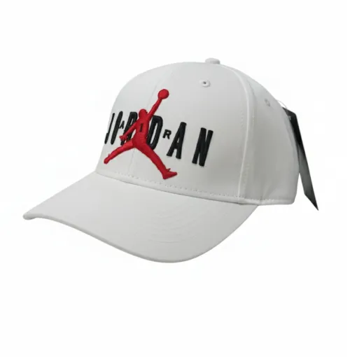Jordan White Cap – Red Logo